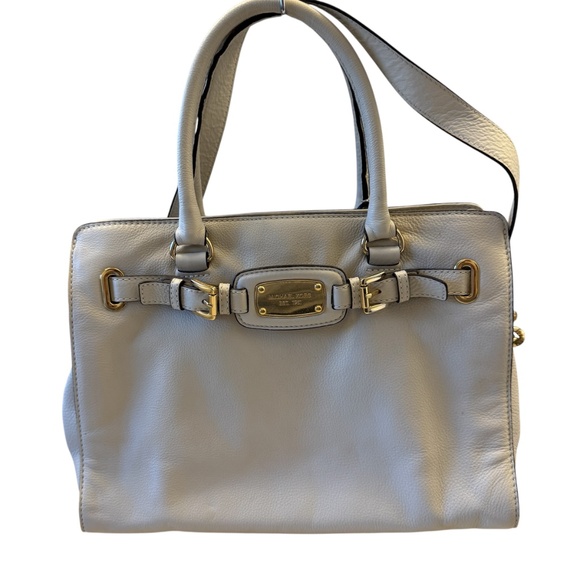 Pre-Owned Michael Kors Vanilla Leather gold Link saschel purse shoulder bag - Picture 1 of 16